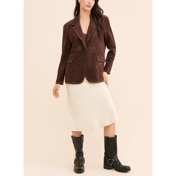 NWOT Blank NYC x Nuuly Studded Vegan Suede Blazer Jacket size 1X - Picture 3 of 9